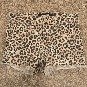 Express Animal Print Jean Shorts